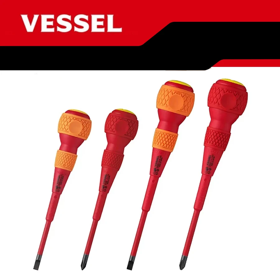 VESSEL BALL GRIP Insulated Screwdriver made in Japan 1000V Insulating Electrician Tools 200 Series