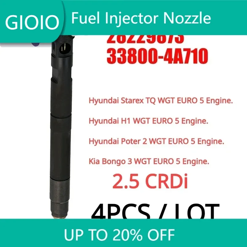

4PCS 33800-4A710 28229873 New Diesel Fuel Injector For Hyundai Grand Starex H1 Kia Bongo 3 2.5 CRDi WGT EURO 5