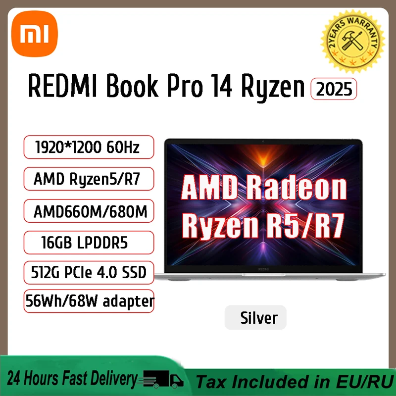 Xiaomi REDMI Book 14 Laptop 16GB 512G/1T  AMD Radeon 680M Netebook R5-7535H/R7-7735H FHD 60Hz Screen Thin Notebook Design Laptop
