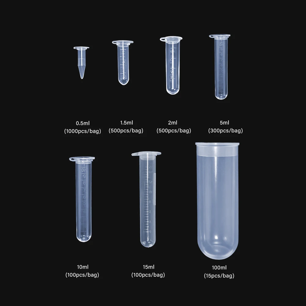 Plastic Centrifuge Tube 0.5/1.5/2/5/10/15/100mL Lab Equipment Test Tube Lab Container Chemical Samples Container Centrifuge Tube