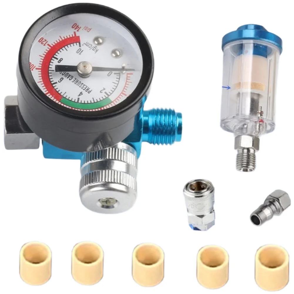 Air Compressor Oil Water Separator Filter Regulator with 5 Spare Filter Elements and Pressure Regulation for Dry Air Supply