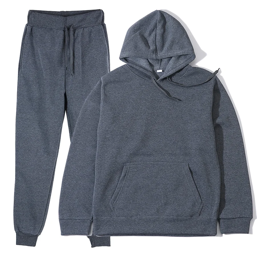 Men's Tracksuit Hooded Pullover + Sweatpants Sports Suit Casual Jogger Sportswear 2 Piece Male Fleece Streetwear Sets