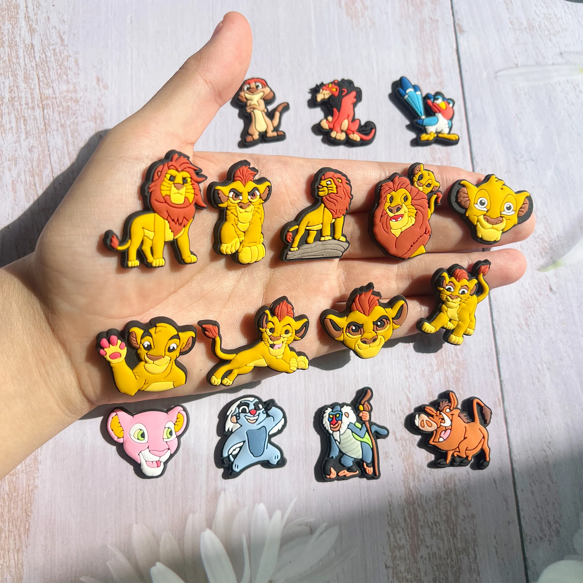 1-16Pcs Lion King Simba for Boys Girls Cartoon Sandals Shoes Buckles PVC for Disney Animal Boar Clog Charms Decoration