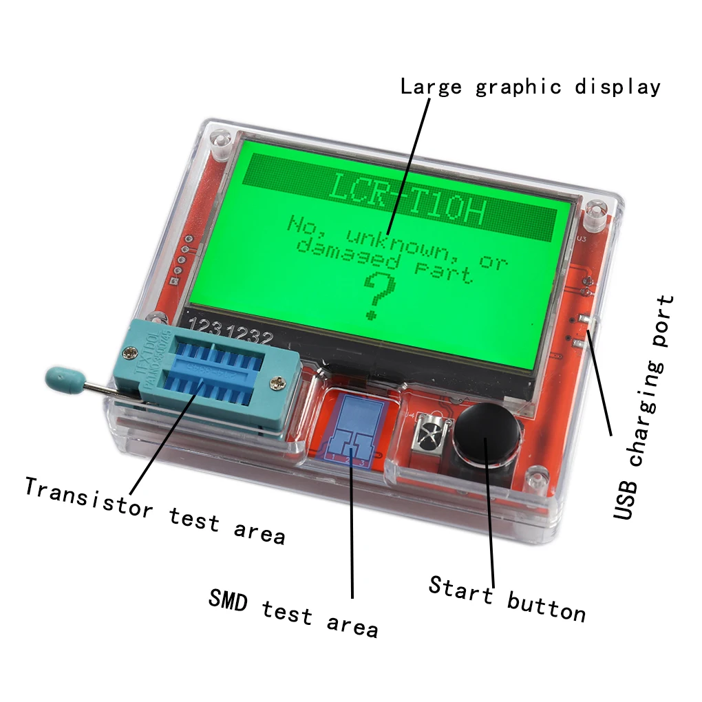 LCR-T10H Transistor Meter Multi-Function Capacitance Resistance Tester Large Screen Graphic Display Transistor Meter