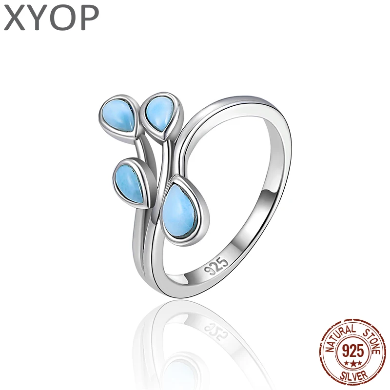 XYOP 2024 Star Eyes Gorgeous Sea of Flowers Crushed Ice Blue Larimar Ring