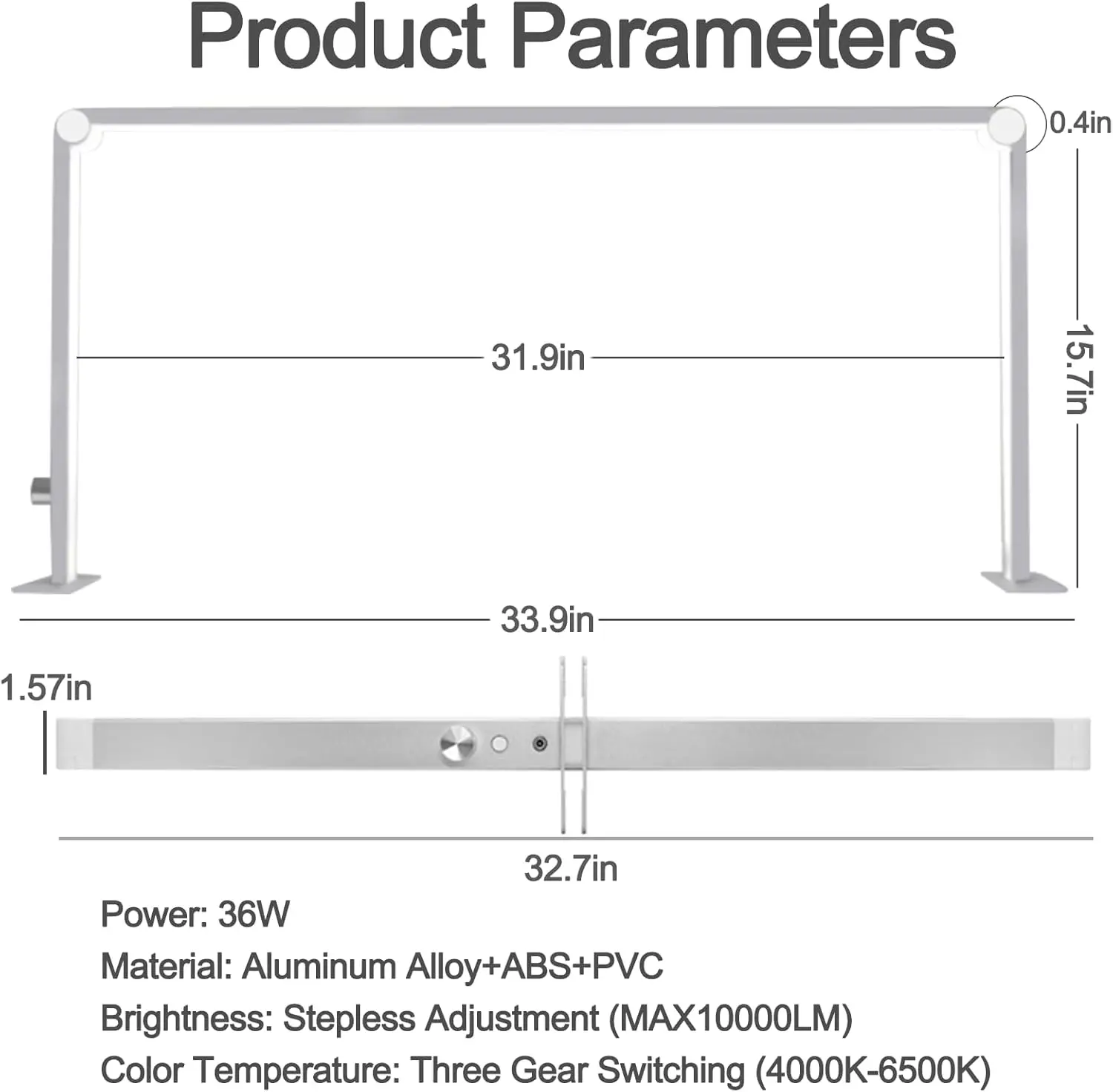 36 واط نصف مصباح قمري طوي مسمار لمبة مكتب 3000 كيلو-6000 كيلو عكس الضوء مسمار ضوء لمكتب 15 بوصة LED مسمار التكنولوجيا مصباح الوشم ، الحواجب #6