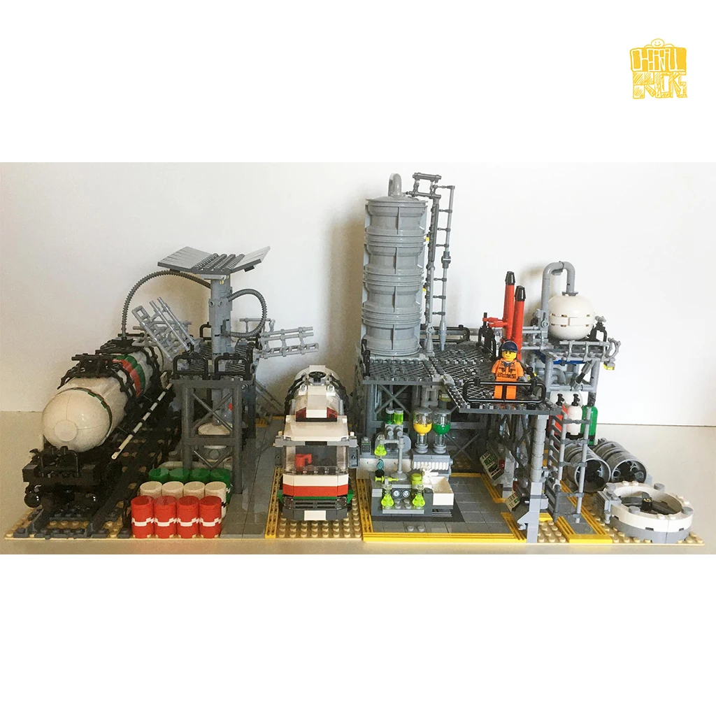 MOC TT050 Chemical Plant Model With PDF Drawings Building Blocks Bricks Kids DIY Toys Birthday Christmas Gifts