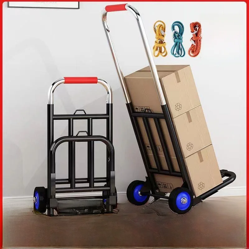 ポータブルショッピングカート家庭用小型手引き車野菜購入屋台商品移動用軽量荷物カート