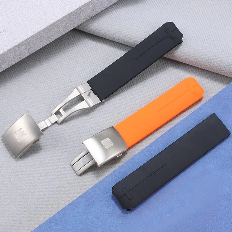 Silicone strap For Tissot 1853 Tengzhi T-Touch original T013 Rubber watch band T047T081T33 Black Orange watchbands