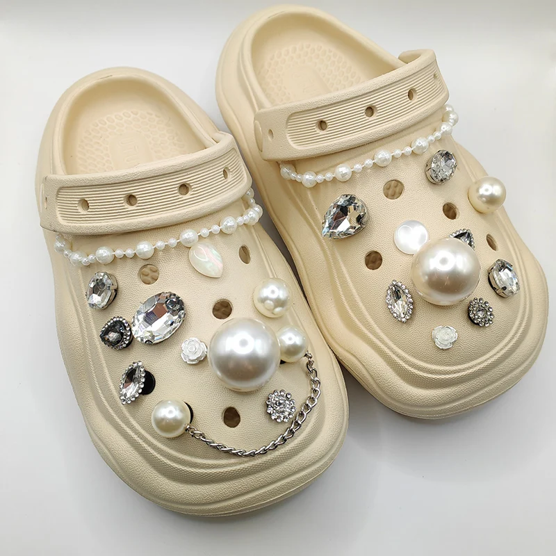 Fine Pearl Diamond Shoe Charm DIY Shoe Decorations Button Accessories for Bogg Bag Slides Sandals Clogs Kids Gifts