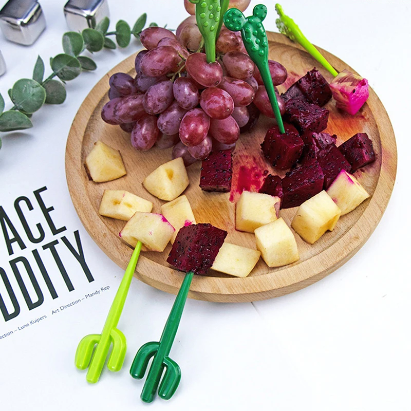6Pcs Cute Cactus Mini Cartoon Toothpick Fruit Forks For Bento Box Lunch Box Decorative.