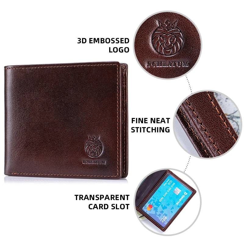 محفظة جلدية أصلية للرجال 9 بطاقات محفظة رجالي Bifold Rfid Blocking مع محفظة حامل بطاقة Windows ID