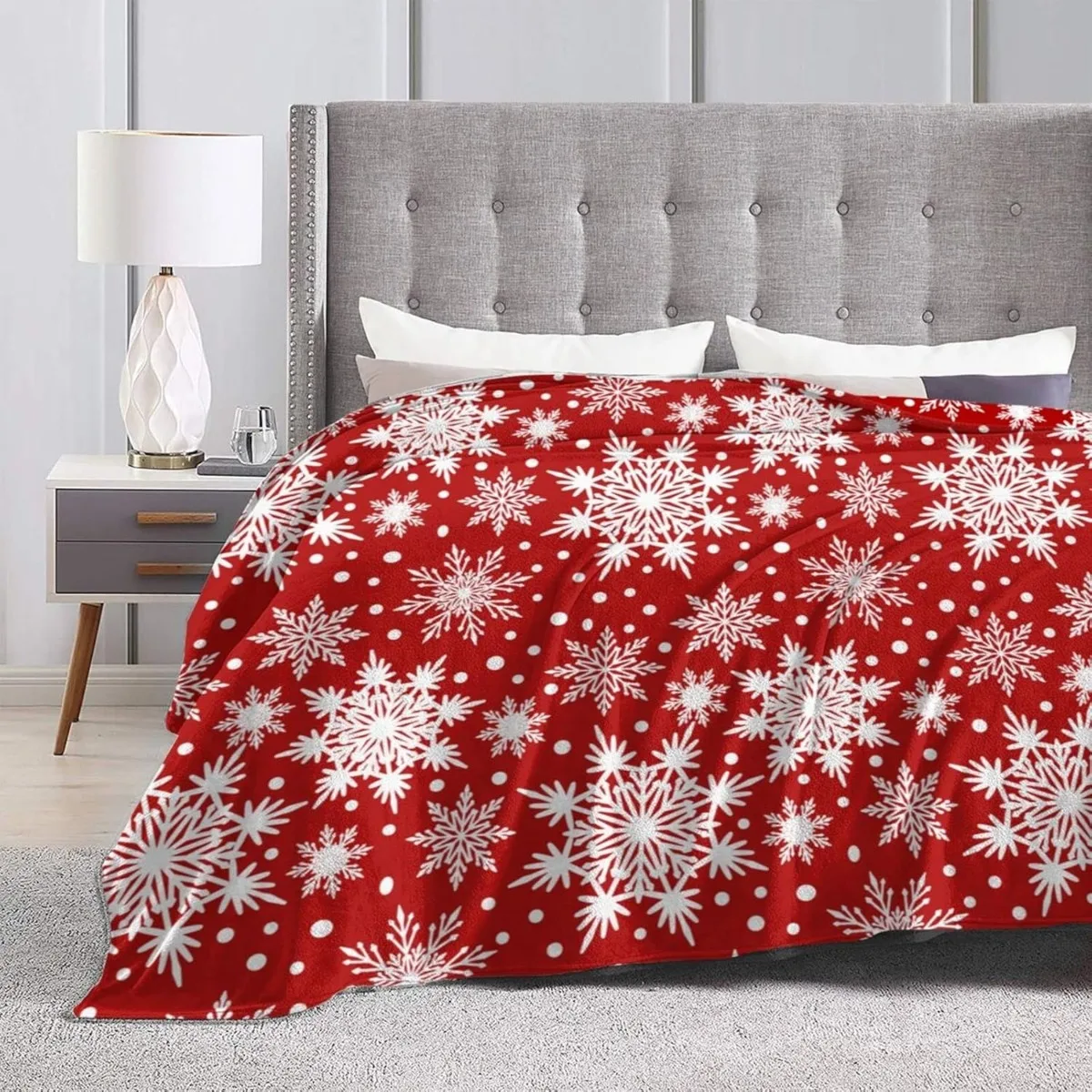 Christmas Snowflake Throw Blanket  Soft Warm All Season Decorative Blankets for Bed Chair Car Sofa Couch Bedroom