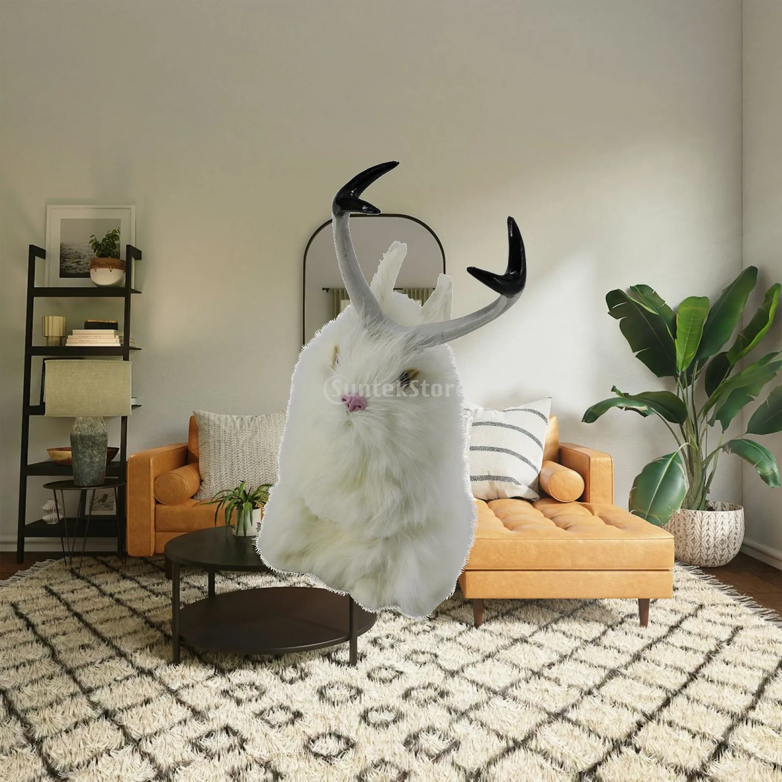 Artificial Furry Rabbit Polyethylene Figurine Mini Rabbit Statue Decorative Animal for Desk Bookcase Easter Garden
