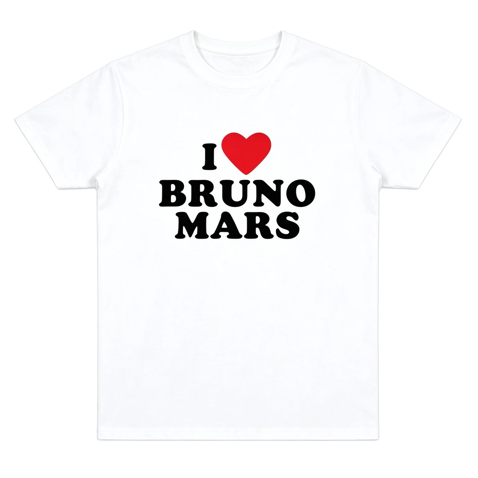 2026 New Family Matching Oversized Unisex T Shirt I Love Heart Bruno Mars Print Chest Simple Cotton Short Sleeve Streetwear Tee