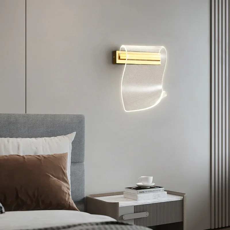 

Modern Wall Light Bedroom Bedside Lamp Acrylic Lights Lighting Aisle Staircase Living Room Lamps Creative Indoor Decor Fixtures