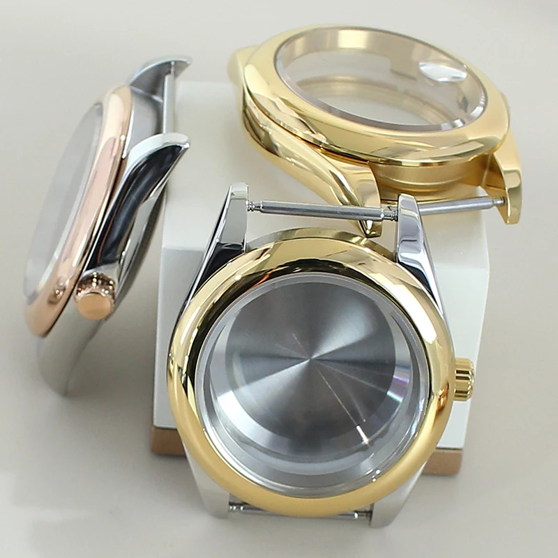36mm 39mm Luxury Watch Case with seal ring Sapphire Glass For Nh35 Nh36 Nh34 Miyota8215 Movement Replace Case 28.5mm Dial Oyster