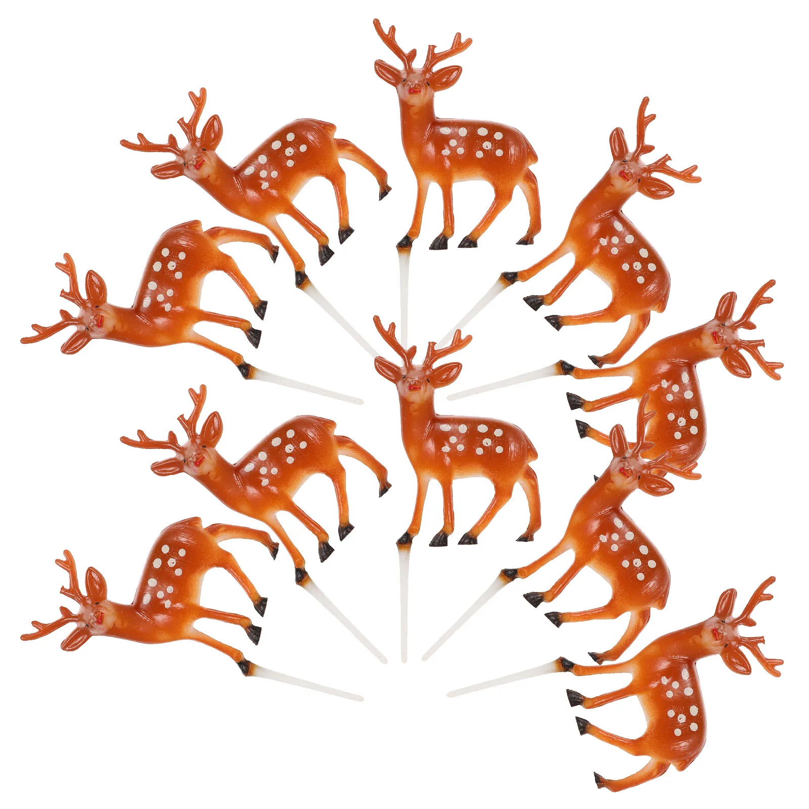 

10pcs Christmas Deer Shape Cake Picks Glitter Cupcake Toppers Reusable Party Food Decorations Holiday Dessert Table Event