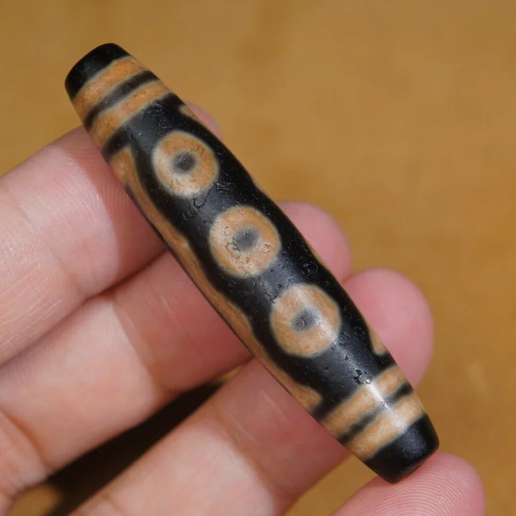 Ancient Tibetan DZI Beads Old Agate Double Stripe 5 Eye Totem Amulet Pendant GZI