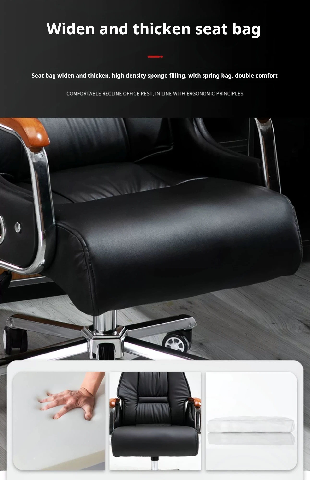 Multifunctional Executive Chair Featuring Multi-point Massage, 135° Recline, and A Widened, Double-layered Headrest and Backrest