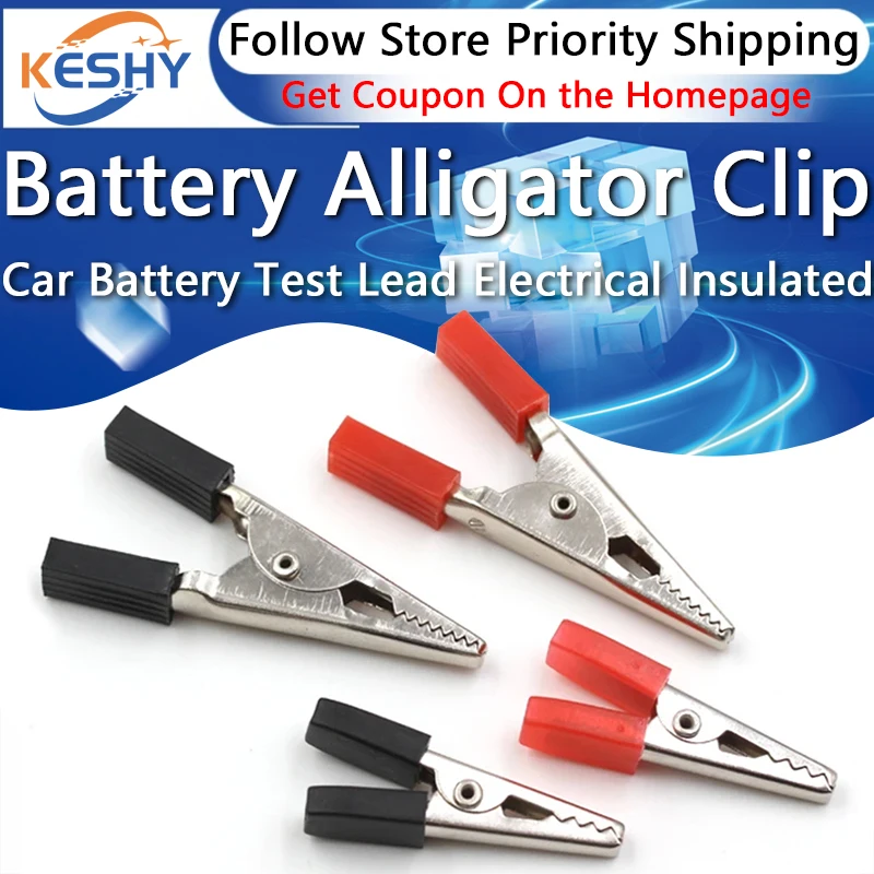 10PCS Alligator Clips Battery Clip Car Battery Test Lead Clips Electrical Insulated Crocodile Clips Plastic Handle Cable Tool