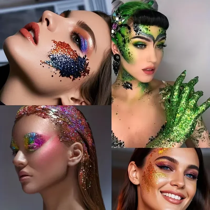 Body Sparkling Sequins Glitter Gel Eyeshadow,Stage Glitter Eyeshadow Highgloss Face Brighten Stage Makeup For Music festival