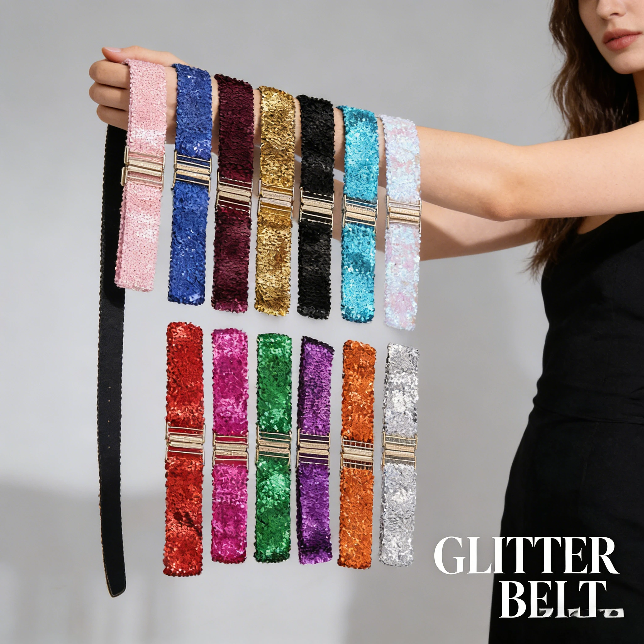 

Женский эластичный пояс с блестящей золотой пряжкой из сплава, пояс-корсет для платья, эластичный пояс для вечеринок, модный аксессуар