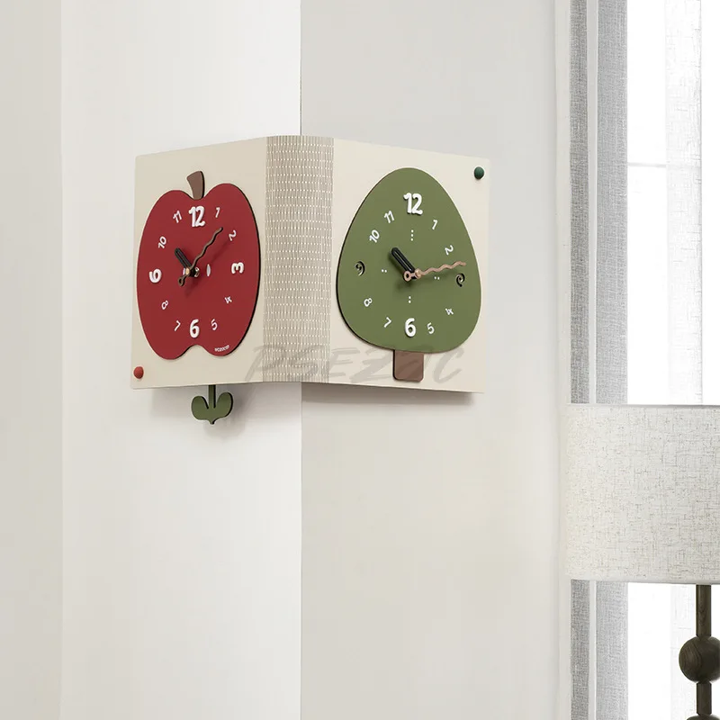 Double-sided Clock Living Room Wall Clock Corner Clock No Need To Drill Holes Minimalist Modern Decoration Creative