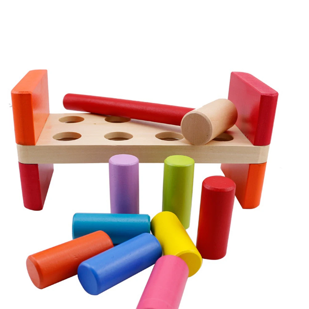 

Wooden Pounding Toys Toddler Hammer Bench 8 Pegs Colorful Early Education Kids Preschool Hand Eye Coordination Fine Motor Skills