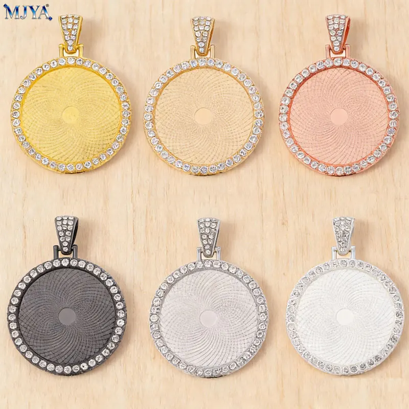 MJYA 3pcs Pendant Settings Bezels 25/30mm Cabochon Base Charms For DIY Pop Necklace Keychain Jewelry Making Supplies Accessories