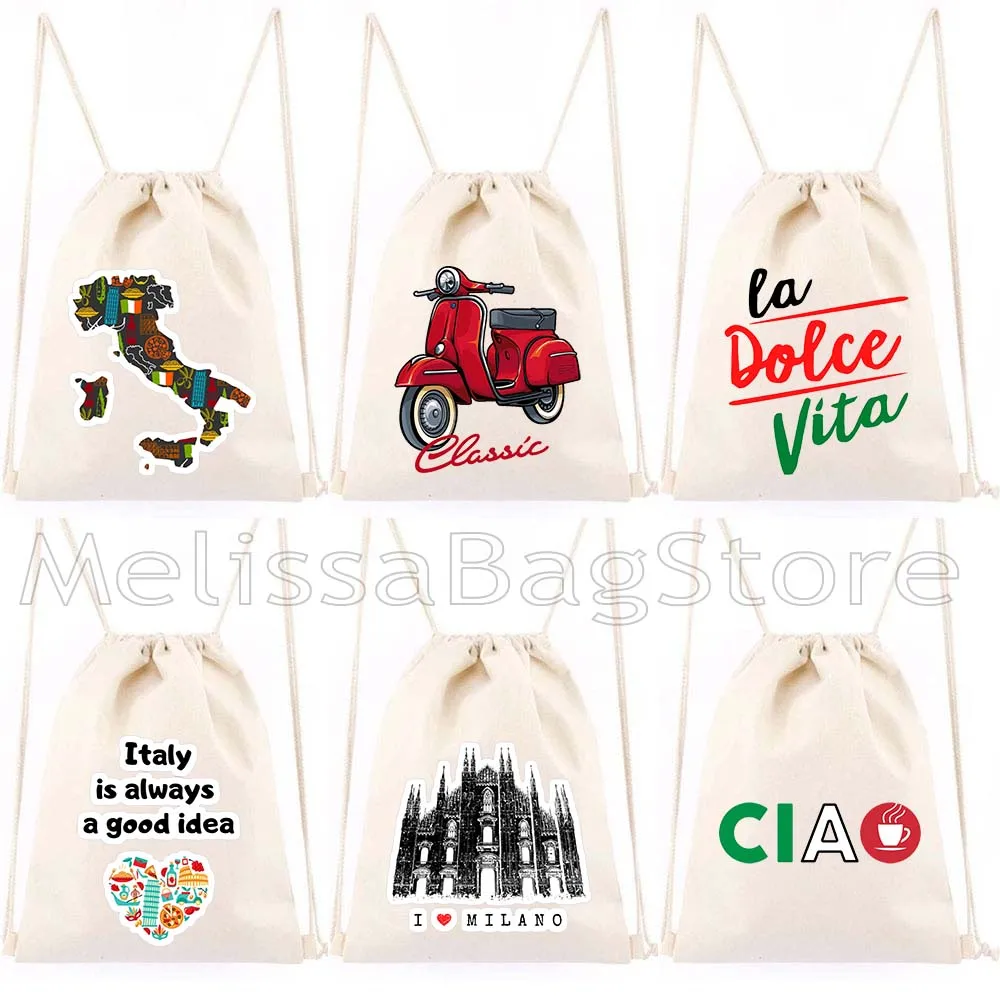 

Love The Colosseum Italy Florence Rome Milan Italian Roman Italia Fan Gifts Canvas Drawstring Bags Soccer Backpack Gym Sackpack