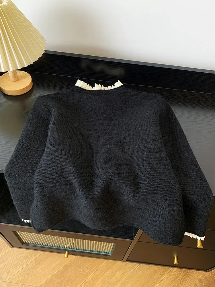 Love Button Knitted Cardigan Jacket Coat Lazy Style Sweet Fashion Sweater Tops Women\'s Clothing 2024 Autumn New