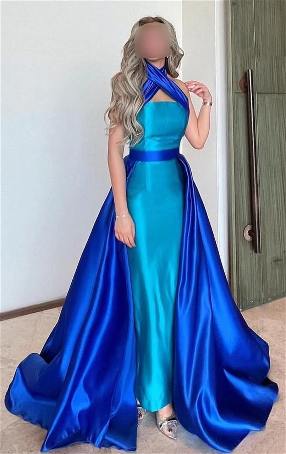 Prom Dresses Fashion Halter Ball gown Open back Hugging Taffeta Occasion Evening Gown vestido de formatura elegante longo