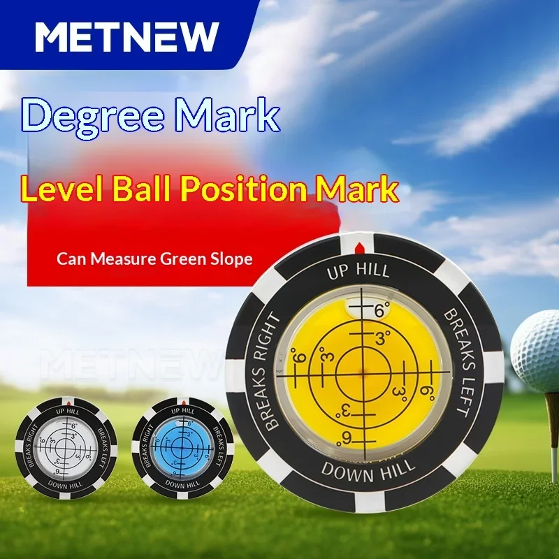 Golf Poker Chip Ball Marker With Bubble Level Slope Finder Determine Putting Green Lawn Slope Angle Golf Training Tool Sports Go