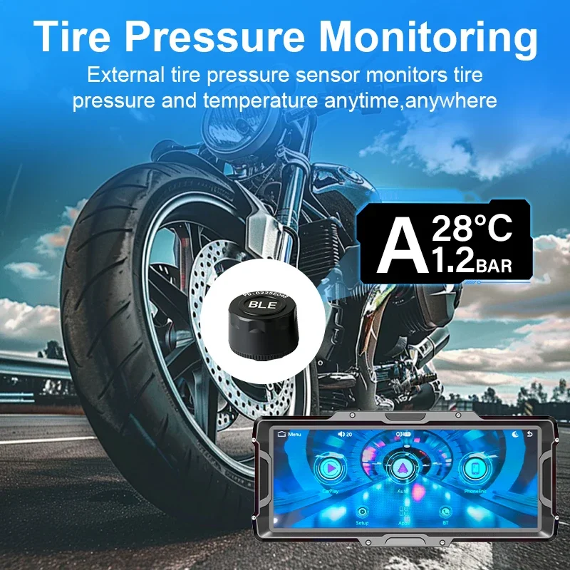 8.1 بوصة دراجة نارية Carplay نظام تحديد المواقع والملاحة IPX7 مقاوم للماء موتو عرض مزدوج بلوتوث 5.0 ل Carplay اللاسلكية أندرويد السيارات