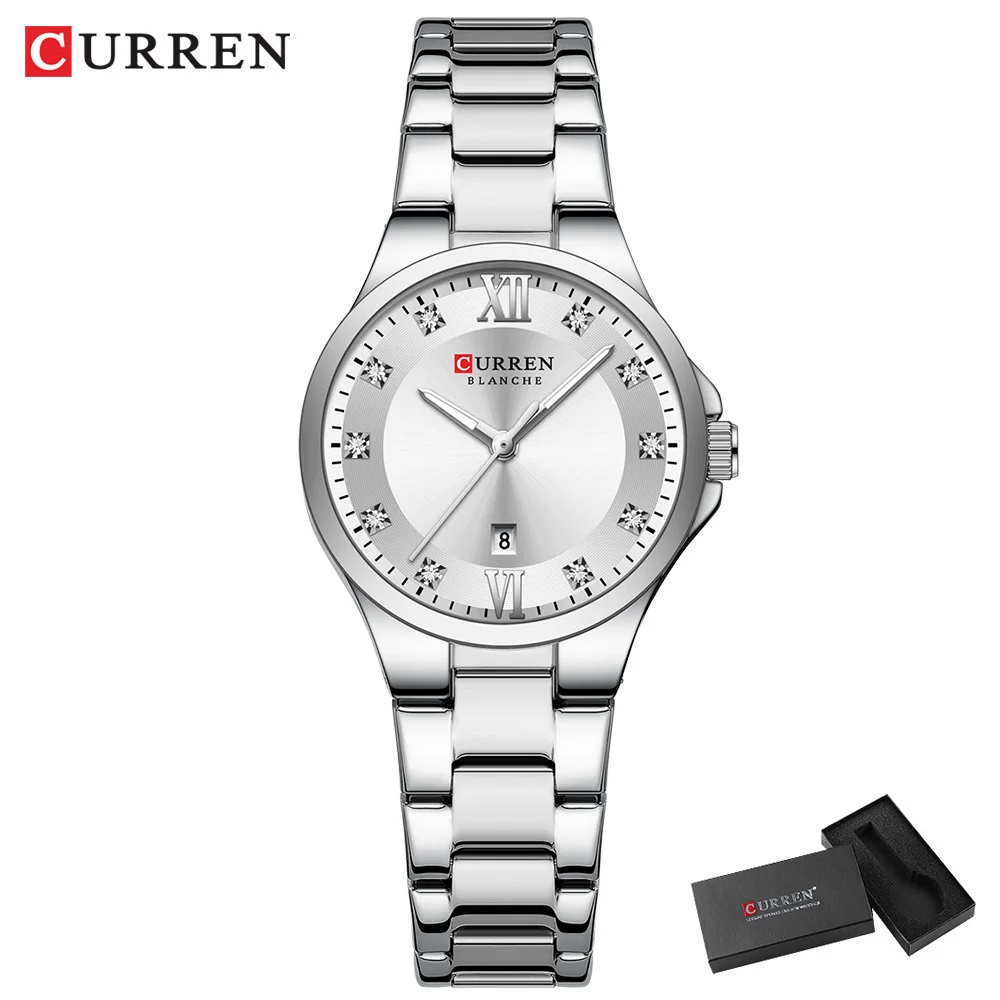 CURREN frauen Luxus Marke Uhren Einfache Quarz Auto Datum Armbanduhr Weibliche Wasserdichte Uhr Leucht Hände 9107 6
