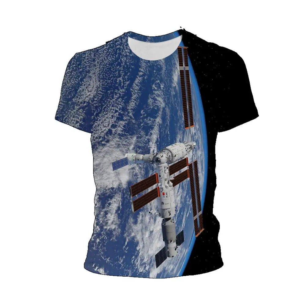 Tiangong Space Station T-shirt Chang'e 6 Graphic T Shirt for Men Clothing China Manned Space Program Short Sleeve T-shirt Tops