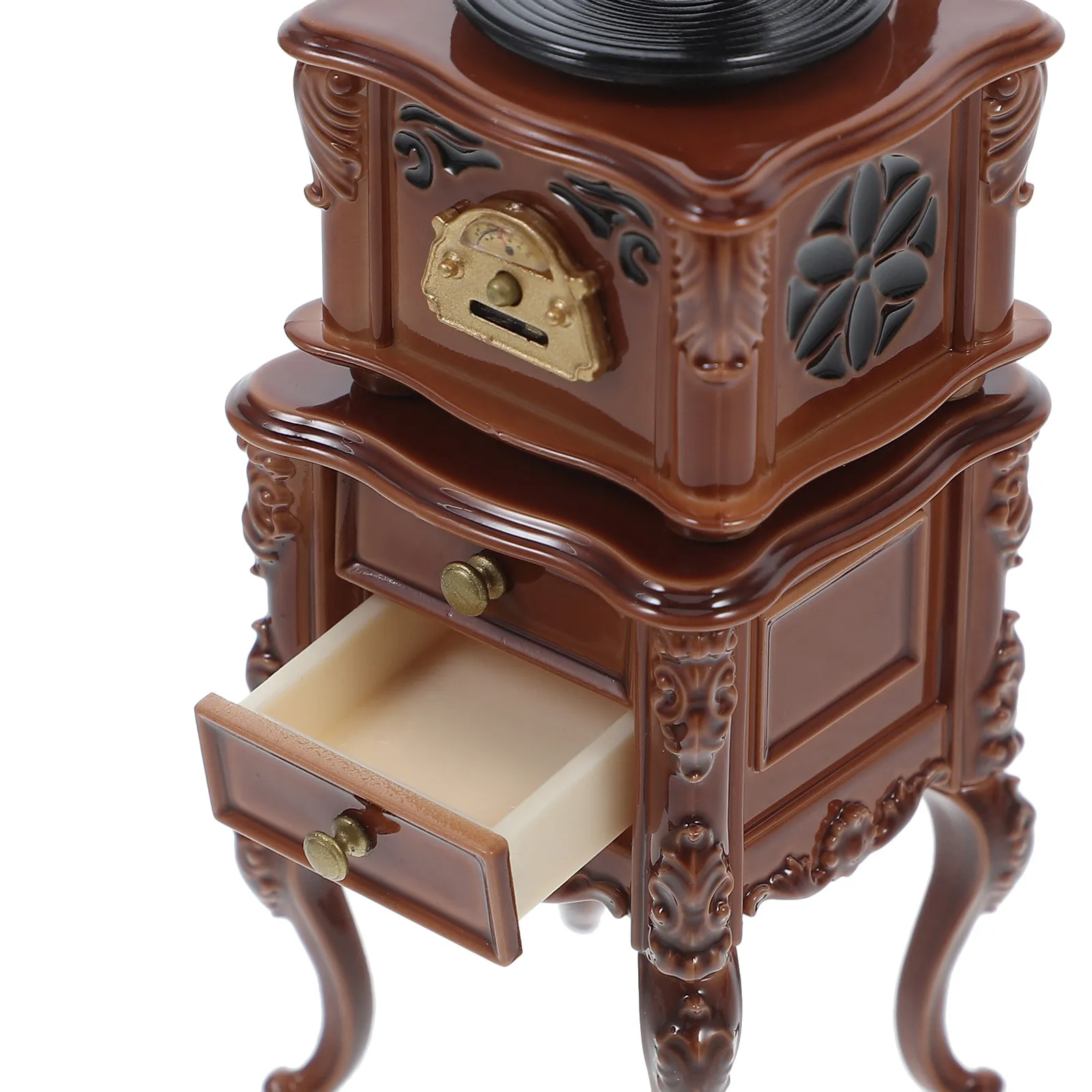 1Set Miniature Retro Vintage Phonograph Gramophone Sound Function Dollhouse Decor Desktop Decoration Furniture