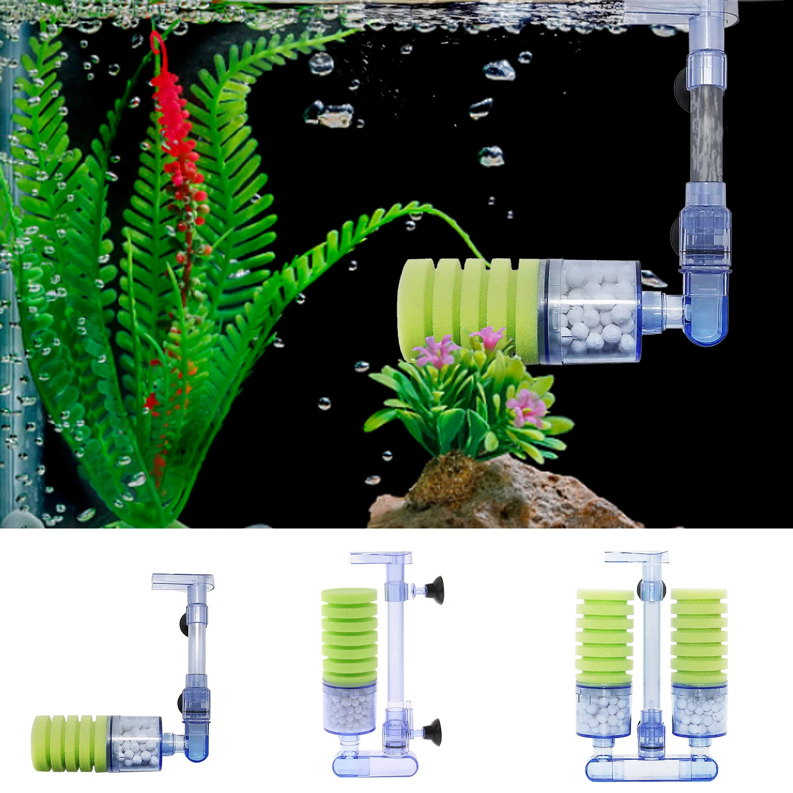 Fish Tank Filter Aquarium Internal Filter Convenient Sponge Filter With Sponges And Bio Ceramic Media Balls For Fry Betta Shrimp