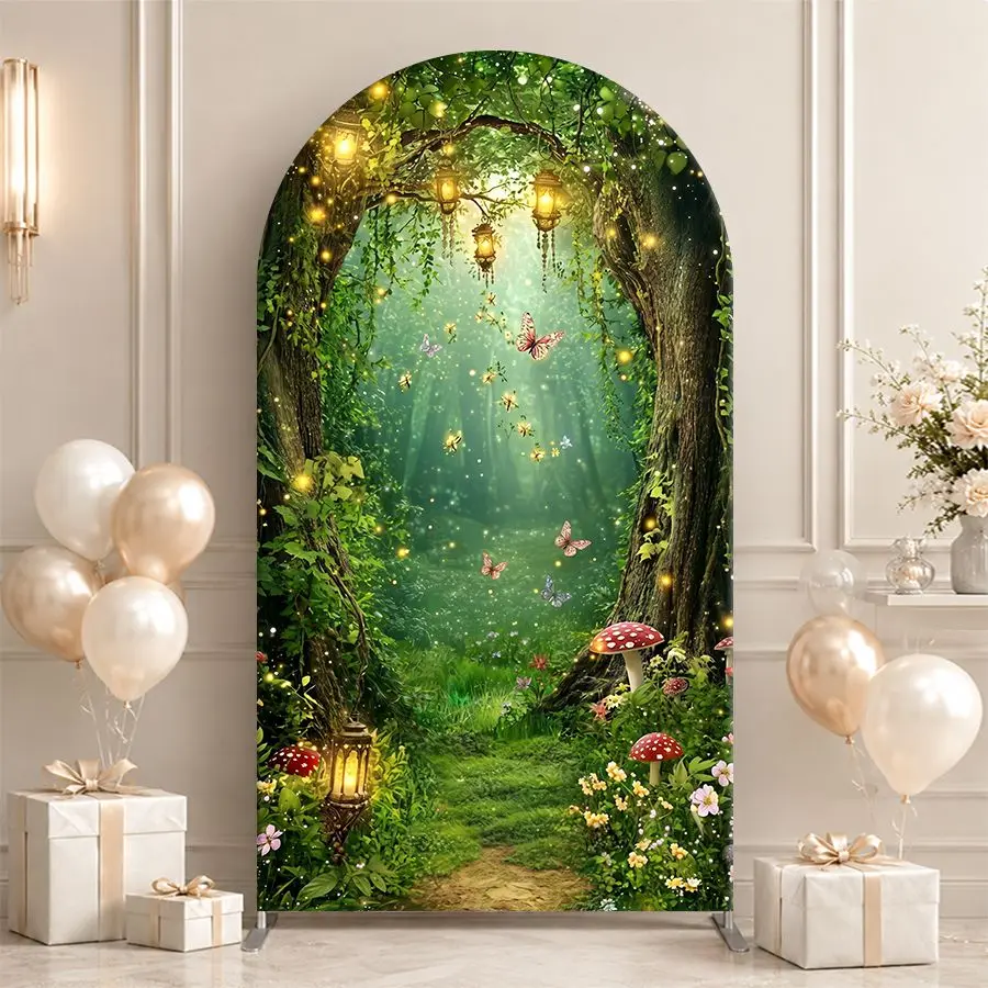 Enchanted Forest Arch Backdrop Cover Party Backdrop Fabric Cover Birthday Party Baby Shower Photo   Background Event Decoration
