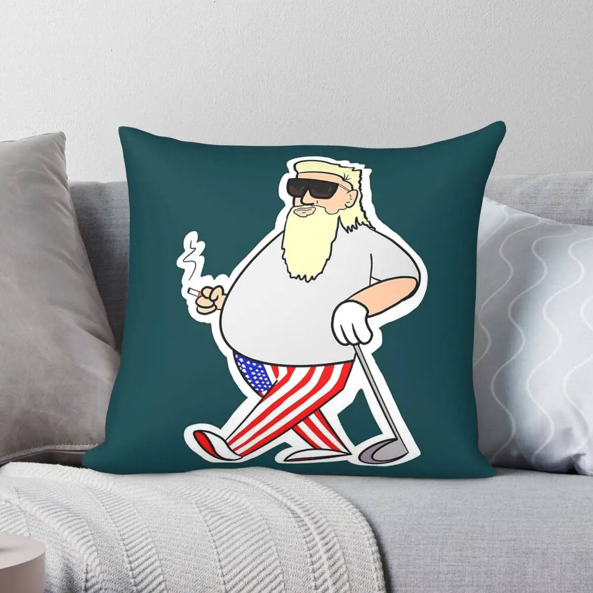 Smoking John Daly Golfer Square Pillowcase Polyester Linen Velvet Creative Zip Decor Throw Pillow Case Car Cushion Cover