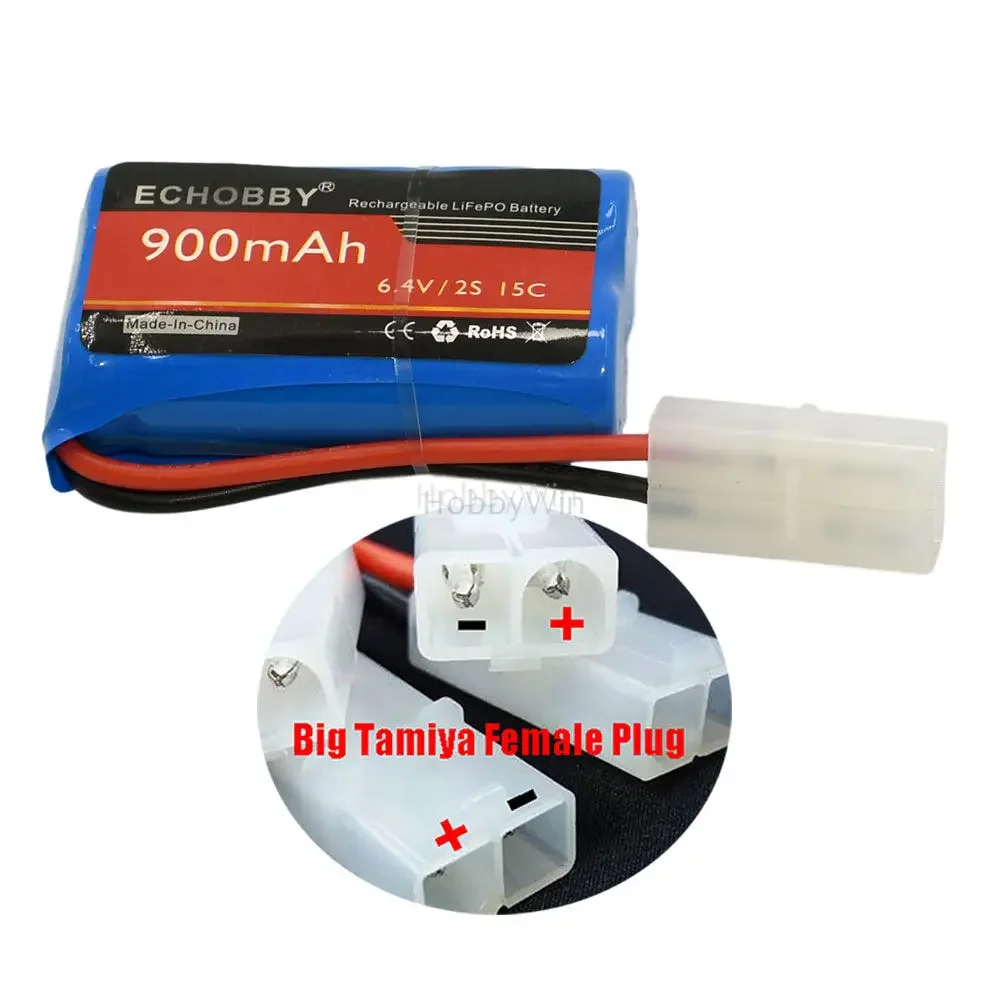 

6.4V 2S 900mAh LiFe Battery KET-2P Female Plug P-TO-R for RC Model Buggy Car Truck Speed Boat