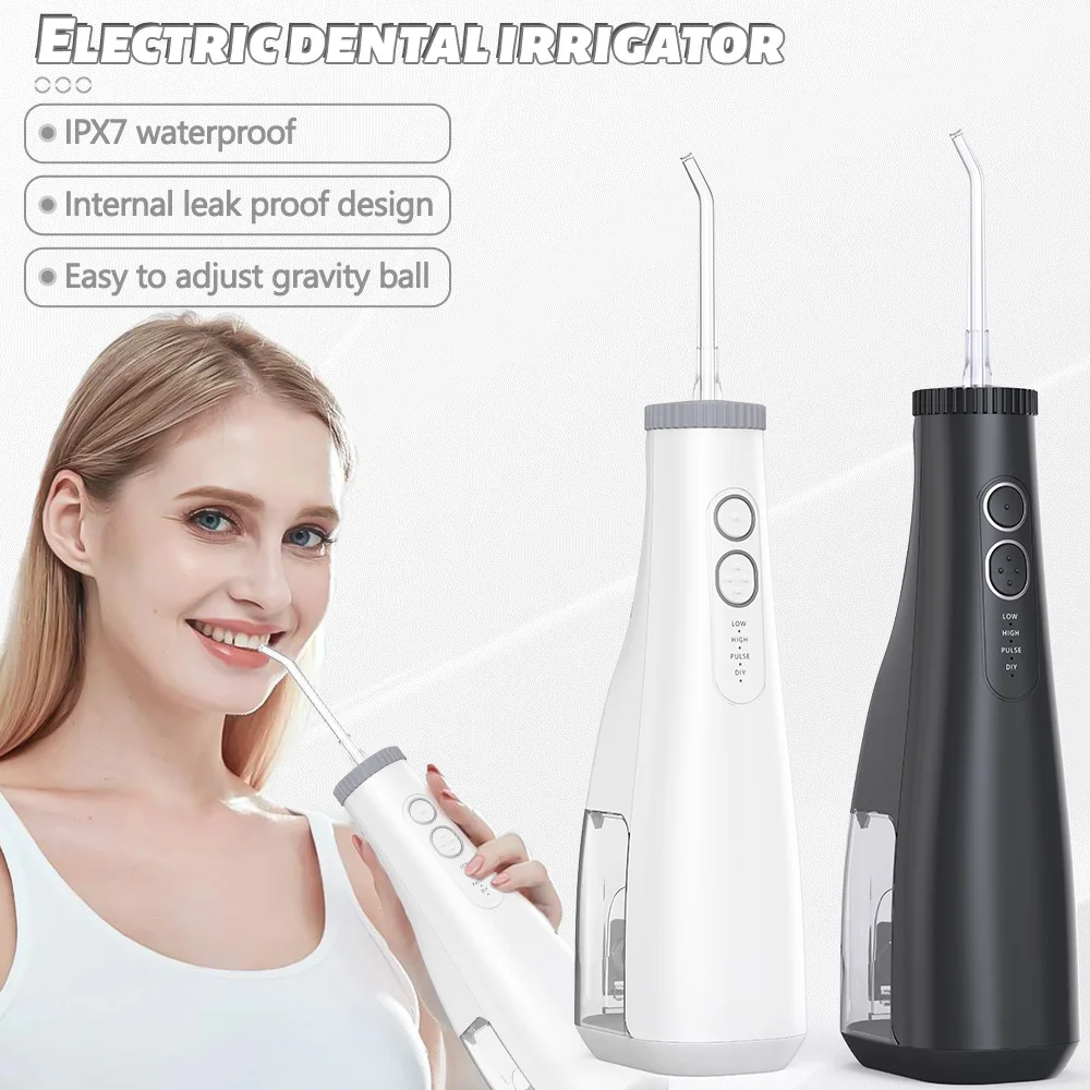 Water Dental Flosser Cordless for Teeth Cleaning,4 Modes Oral Irrigator 300ML Braces Flossers Cleaner Rechargeable Portable IPX7