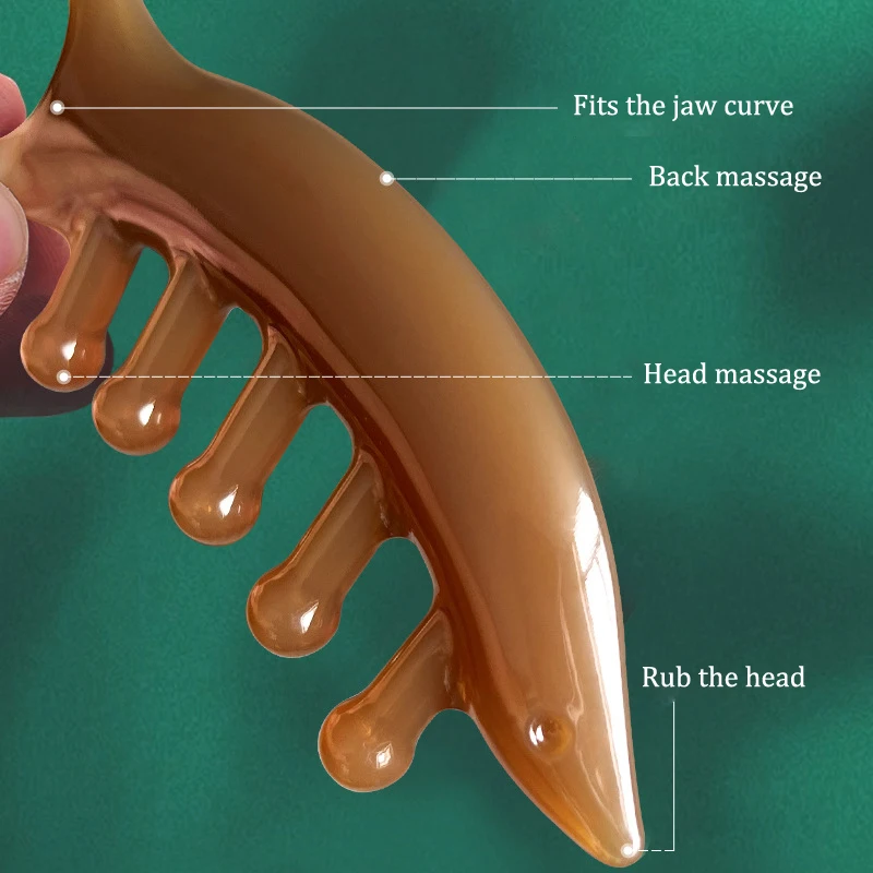머리 마사지 빗, 과샤 스틱, 상어 빗, 머리 압력 마사지 도구, 자오선 준설 스트레스 해소, 천연 송진