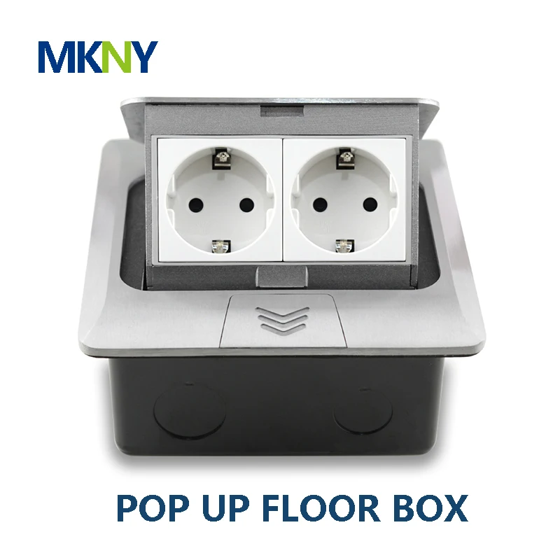 Pop up floor box 45X45mm size mosaic modular socket power outlet Aluminun panel with damper pop up slowly floor socket