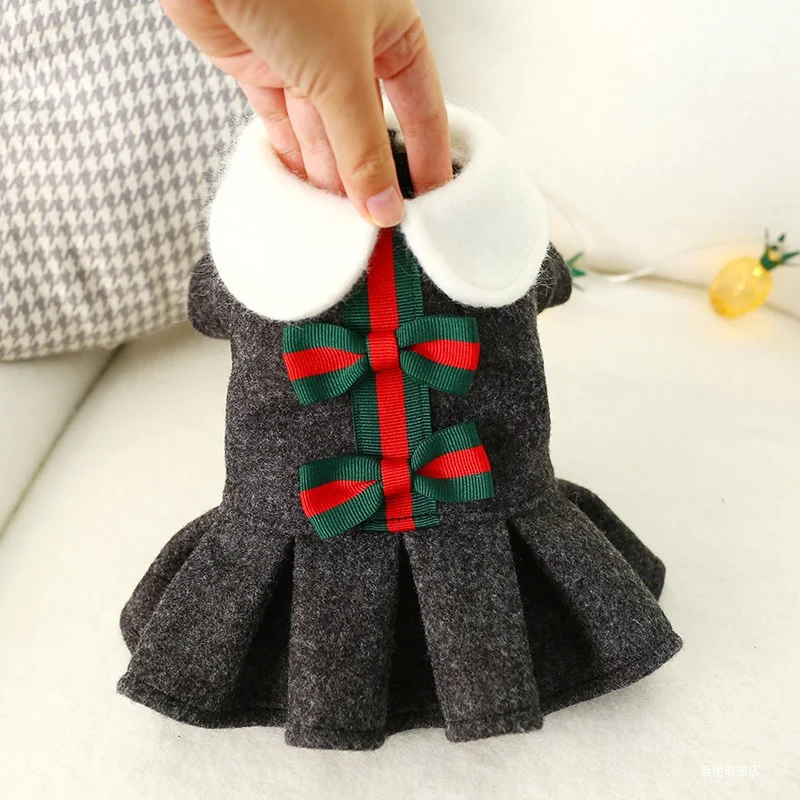 1PC Pet Clothing Autumn/Winter Black College Style Bow Princess Skirt Suitable for Small and Medium sized Dogs