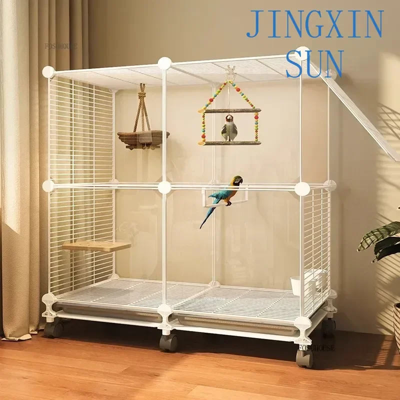 Metal Horizontal Large Bird Cages Luxury Living Room Bird Cage Parrot with Wheel Professional Accessorie Bird Nest Breeding Cage