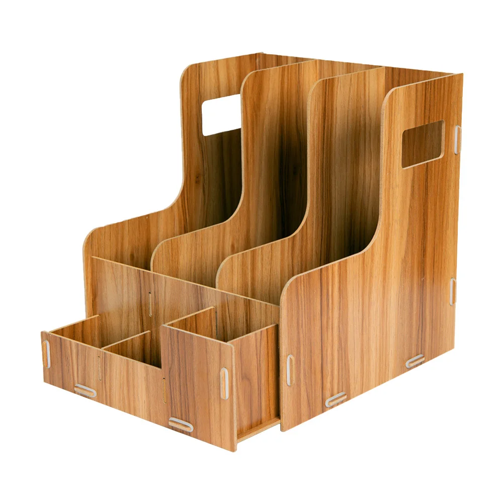Modern Wooden Desktop Organizer Multipurpose File Storage Rack Desk Storage Organizer Office Desktop Container