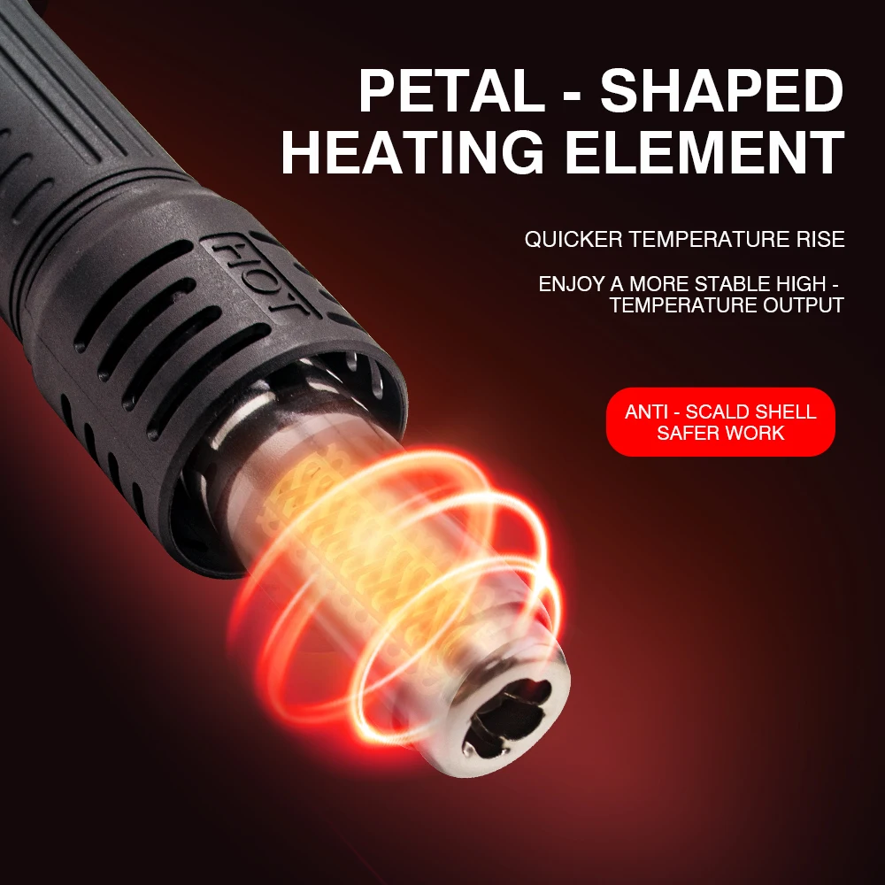 Pistola de ar quente com display digital 600W, modelo elétrico com controle de temperatura 120L para classificação DIY