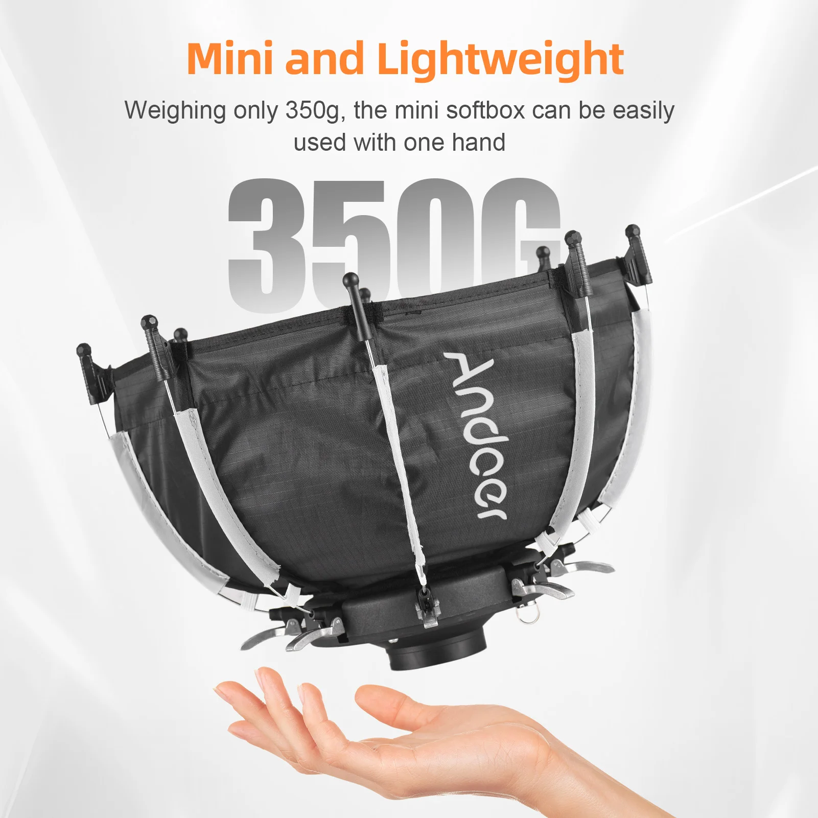 Andoer 55W RGB Video Light COB 2800K-6800K Dimmable 9 FX Effects with Mini Octagonal Softbox Reflector Handle Remote Control